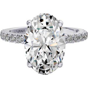 Platinum Plated Sterling Silver 3CT Oval CZ Engagement Ring with Matching Band